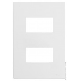 Placa 2 Módulo Separados com Suporte 4x2 - RECTA Branco Satin Fosco